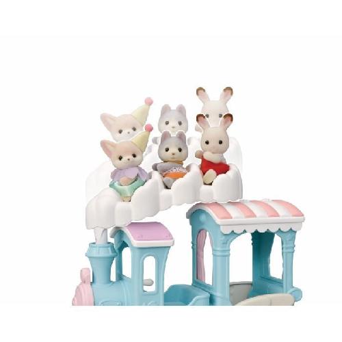 Figurine Miniature - Personnage Miniature Train a vapeur pour enfant - SYLVANIAN FAMILIES - Bébé Fennec inclus - Sieges animés - Jusqu'a 5 personnages