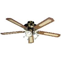 Traitement De L Air Ventilateur de plafond réversible FARELEK BALEARES - Ø 132 cm. 5 pales noyer / cannées + éclairage 3 tulipes 60 W E27