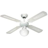 Traitement De L Air Ventilateur de plafond reversible FARELEK BALI - O 107 cm. 4 pales blanches - cannees blanches + eclairage - 112420