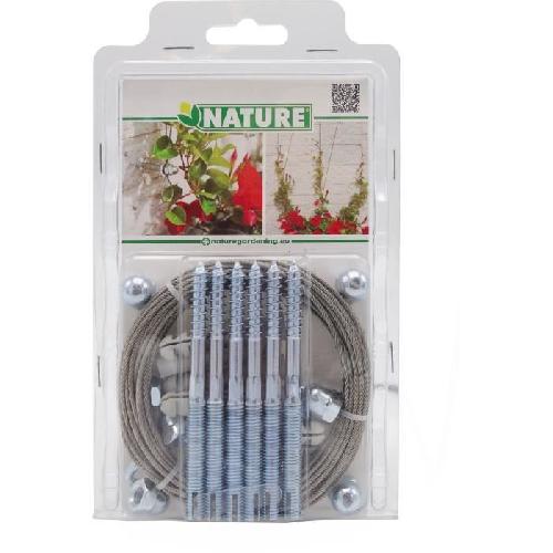 Treille - Treillis Treillis métallique - NATURE - Kit de palissage pour plantes grimpantes - fil de fer galvanisé Ø1.8 mm x 10 m