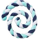Tour De Lit Bebe Tresse de décoration BABYCALIN - Coussin - Velours - 200 cm - Bleu - BABYCALIN