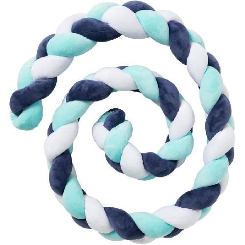 Tour De Lit Bebe Tresse de décoration BABYCALIN - Coussin - Velours - 200 cm - Bleu - BABYCALIN