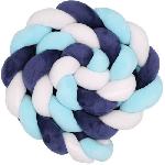 Tour De Lit Bebe Tresse de décoration BABYCALIN - Coussin - Velours - 200 cm - Bleu - BABYCALIN