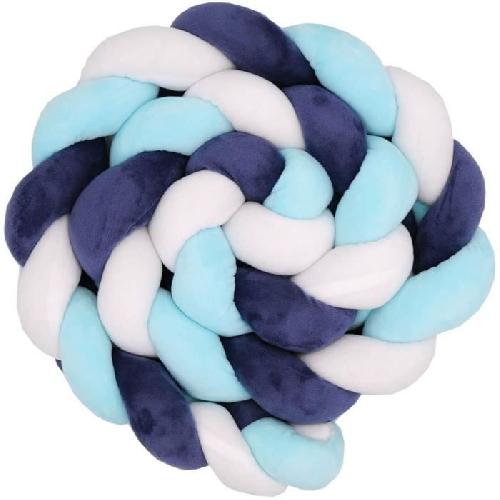 Tour De Lit Bebe Tresse de décoration BABYCALIN - Coussin - Velours - 200 cm - Bleu - BABYCALIN