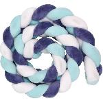 Tour De Lit Bebe Tresse de décoration BABYCALIN - Coussin - Velours - 200 cm - Bleu - BABYCALIN