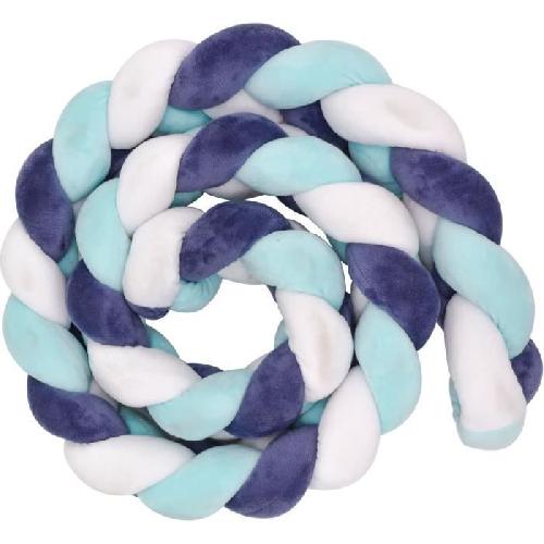 Tour De Lit Bebe Tresse de décoration BABYCALIN - Coussin - Velours - 200 cm - Bleu - BABYCALIN