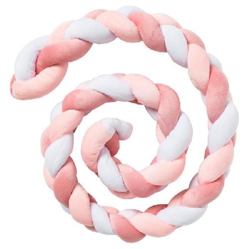 Tour De Lit Bebe Tresse de decoration BABYCALIN - Coussin - Velours - 200 cm - Rose - BABYCALIN