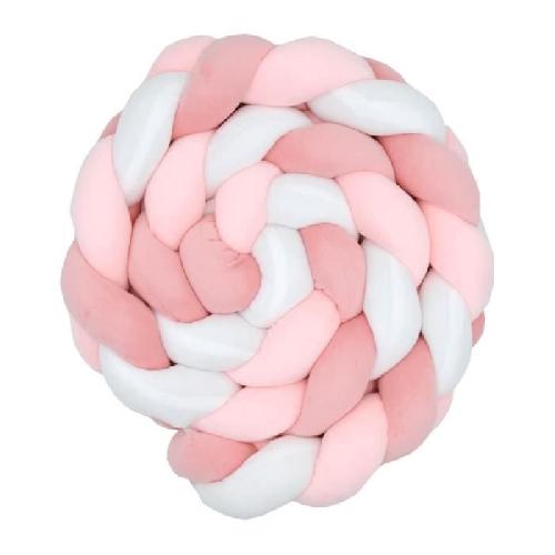 Tour De Lit Bebe Tresse de decoration BABYCALIN - Coussin - Velours - 200 cm - Rose - BABYCALIN