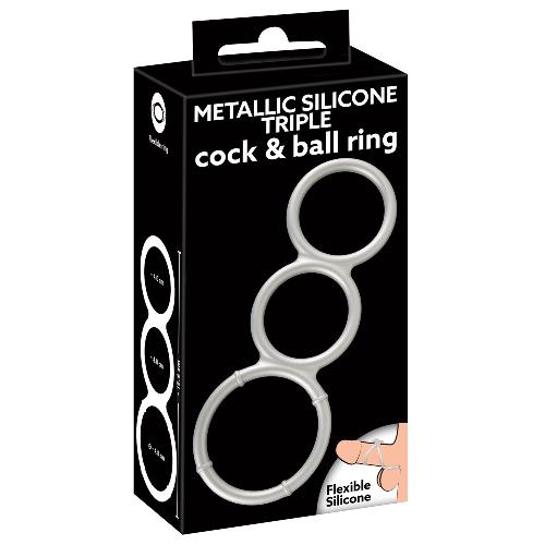 Anneaux et cockrings Triple anneau en silicone metallise