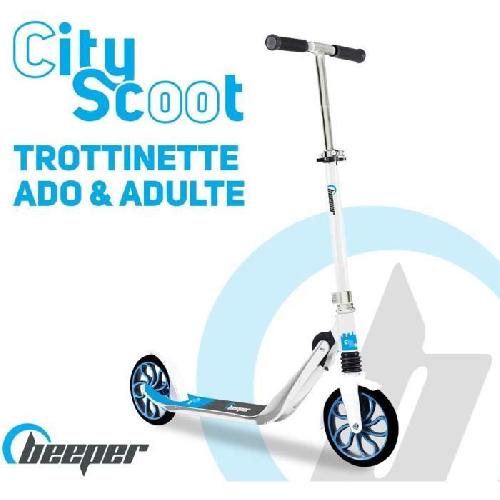 Trottinette Trottinette mécanique - Adulte/Ados - Beeper City Scoot - Roues 8'' - Suspension avant - Cadre Blanc - Avec frein guidon