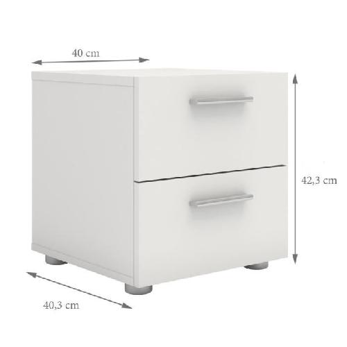 TVILUM Chevet 2 tiroirs - Blanc - L 40 x P 40 x H 42 cm - TYHJA