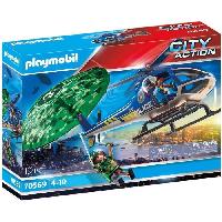 Univers Miniature - Habitation Miniature - Garage Miniature PLAYMOBIL - 70569 - City Action - Hélicoptere de police et parachutiste