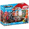 Univers Miniature - Habitation Miniature - Garage Miniature PLAYMOBIL 71256 Starter Pack Cascadeur. Moto Rutilante. Rampe de Feu. 29 pieces. Des 4 ans