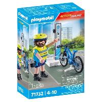 Univers Miniature - Habitation Miniature - Garage Miniature PLAYMOBIL 71732 Policier cycliste avec borne de recharge