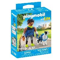 Univers Miniature - Habitation Miniature - Garage Miniature PLAYMOBIL 71740 Homme sportif avec Border Collie