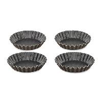 Ustensiles Patisserie TEFAL Success Lot de 4 mini moules tartelettes 11 cm. Revetement antiadhésif. Fabriqué en France. Tabac J1608102