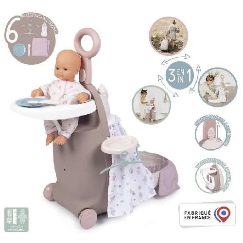 Vetement - Accessoire Poupon Valise Nurserie 3 en 1 - Baby Nurse - Pour Poupons jusqu'a 42cm - Beige/Rose/Blanc