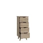 VANKKA Chiffonnier 4 tiroirs - Decor chene Sonoma - L 45 x P 42 x H 108 cm