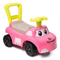 Vehicule Pour Enfant Porteur auto rose Smoby - Fonction Trotteur - Coffre a jouets - Fabrication française