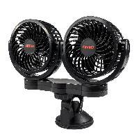 Ventilateur D'appoint Double Ventilateur 12V Diametre 10Cm Chacun Orientable Sur Ventouse Amio