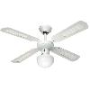 Ventilateur De Plafond - Ventilateur Plafonnier Ventilateur de plafond réversible FARELEK BALI - Ø 107 cm. 4 pales blanches / cannées blanches + éclairage - 112420