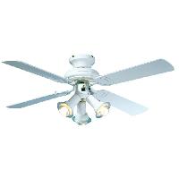 Ventilateur De Plafond - Ventilateur Plafonnier Ventilateur de plafond reversible FARELEK MALDIVES - O 107 cm. 4 pales laquees blanc + eclairage 3 spots 60 W E14