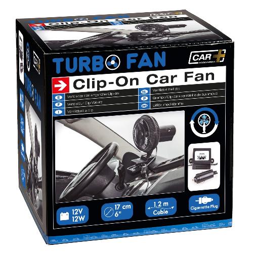 Chauffage D'appoint Pour Vehicule Ventilateur noir avec clip 12V - Turbo fan
