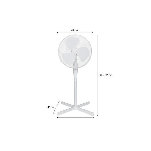 Ventilateur Ventilateur sur pied OCEANIC - 45W - Diametre 40 cm - Hauteur réglable - Oscillation - Blanc