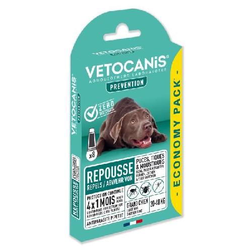 Antiparasitaire - Pipette - Lotion - Collier - Pince - Spray -shampoing - Crochet Tique VETOCANIS Pipettes Anti Puces. Tiques. Moustiques. pour Chien 10-20 kg - x4