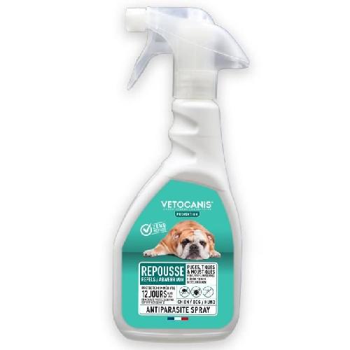 Antiparasitaire - Pipette - Lotion - Collier - Pince - Spray -shampoing - Crochet Tique VETOCANIS Spray anti-puces. anti-tiques et anti-moustiques - Pour Chien - 500 ml