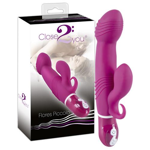 Vibromasseur avec stimulateur clitoridien Flores Piccolo rose 18cm
