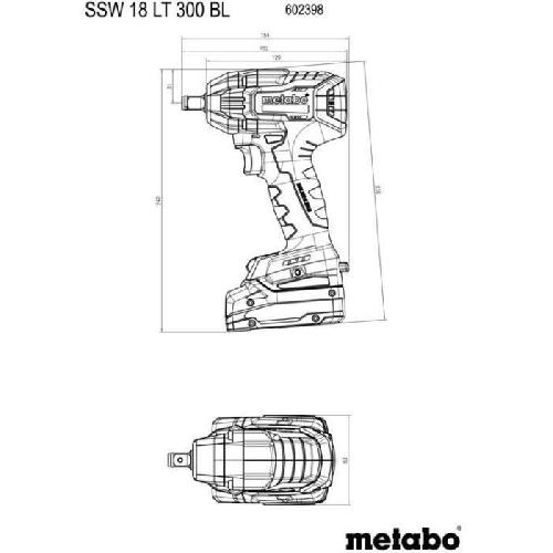 Visseuse - Devisseuse Visseuse a chocs sans fil - METABO - SSW 18 LT 300 BL - 18 V - MetaBOX 145