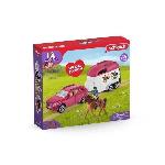 Figurine Miniature - Personnage Miniature Voiture avec remorque pour chevaux. Coffret schleich avec 1 cheval schleich inclus. coffret figurines pour enfants de 5 ans.