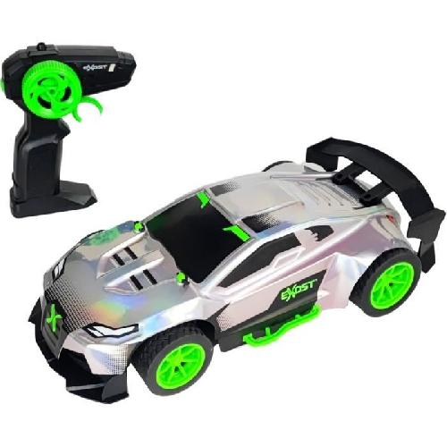 Vehicule Radiocommande Voiture Telecommandee - EXOST - Metal Chrome 1-14 - 15 km-h - 31 -5 cm - argent et vert - des 5 ans