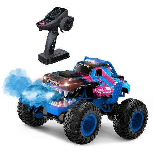 Vehicule Radiocommande Voiture Telecommandee - TURBO CHALLENGE - Smashroar TC100 - Option Fumee - Bleu - 1-12 - Batterie Rechargeable et Piles incluses