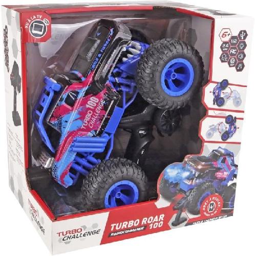 Vehicule Radiocommande Voiture Telecommandee - TURBO CHALLENGE - Smashroar TC100 - Option Fumee - Bleu - 1-12 - Batterie Rechargeable et Piles incluses