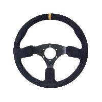 Volant Race Noir 35cm Plat Branches Noires Peau Retournee