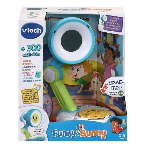 Reveil Enfant VTECH - Funny Sunny. Mon Compagnon Interactif Bleu - Jouet éducatif pour enfants de 3 a 8 ans
