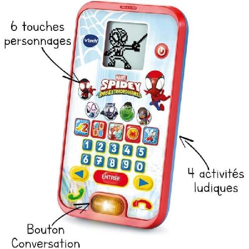 VTECH - SPIDEY - Le Smartphone Éducatif de Spidey - Enfant - Rouge - Mixte  - 3 ans - Pile 881621