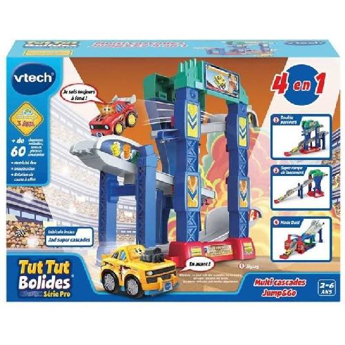 Univers Miniature - Habitation Miniature - Garage Miniature VTECH - Tut Tut Bolides Série Pro - Multi Cascades Jump & Go 4 en 1 (+ Jad. Super Cascades)