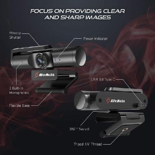 Webcam Webcam - AVERMEDIA - Live Streamer CAM 513 - Ultra HD 4K - Grand Angle - Focus Fixe - USB 3.0