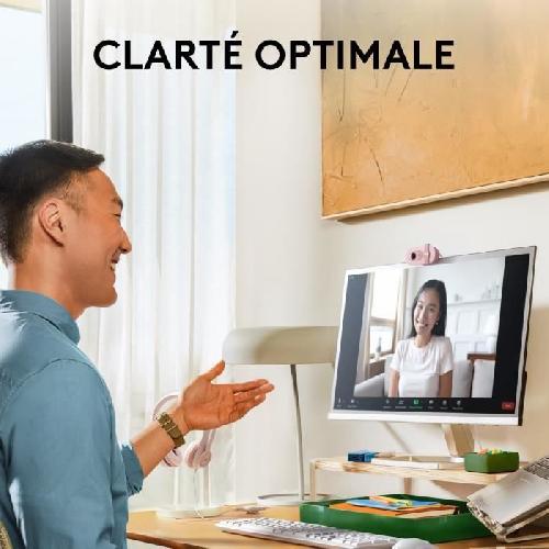 Webcam Webcam - Full HD 1080p - Logitech - Brio 100 - Microphone integre - Blanc