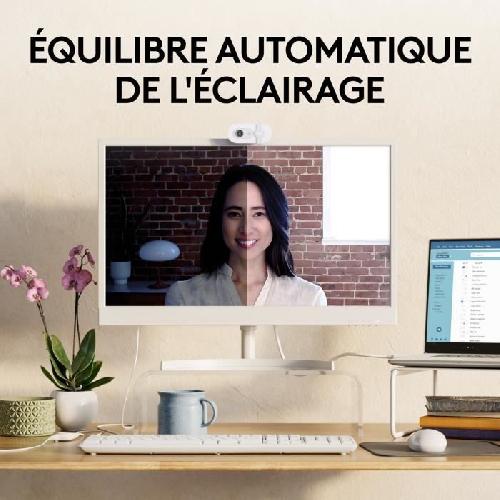 Webcam Webcam - Full HD 1080p - Logitech - Brio 100 - Microphone integre - Blanc