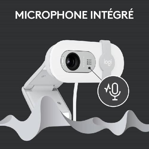 Webcam Webcam - Full HD 1080p - Logitech - Brio 100 - Microphone integre - Blanc