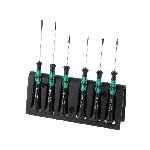 WERA - Kit de 6 tournevis de precision cruciforme et plat avec support