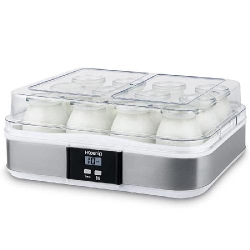 Yaourtiere - Fromagere Yaourtiere HKoeNIG - ELY120 - Capacite 12 pots de 160ml - Programmable jusqu'a 15h - 15W