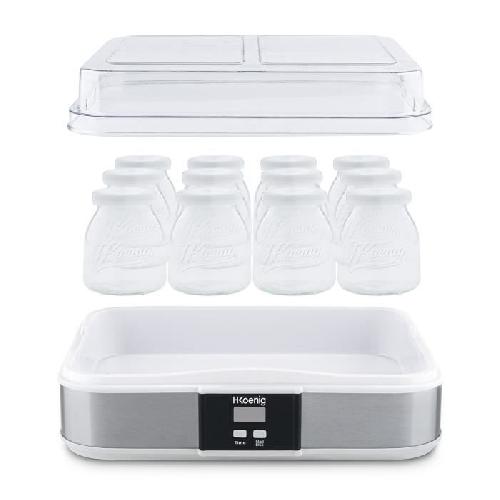 Yaourtiere - Fromagere Yaourtiere HKoeNIG - ELY120 - Capacite 12 pots de 160ml - Programmable jusqu'a 15h - 15W