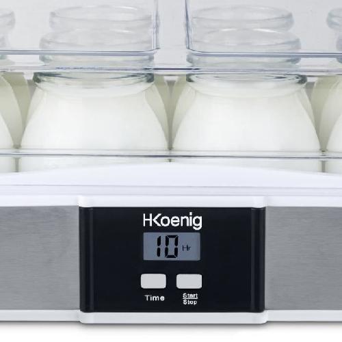 Yaourtiere - Fromagere Yaourtiere HKoeNIG - ELY120 - Capacite 12 pots de 160ml - Programmable jusqu'a 15h - 15W