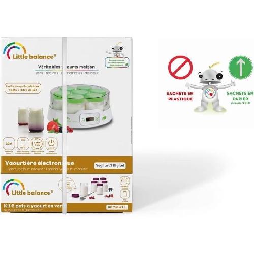Yaourtiere - Fromagere Yaourtiere LITTLE BALANCE - Capacite 7 pots de 190ml + 6 pots additionnels - Programmable jusqu'a 14h - 20W