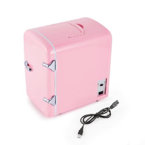 YOGHI Mini Refrigerateur 4 L Cosmetiques versatile et silencieux - 40W - Rose et blanc